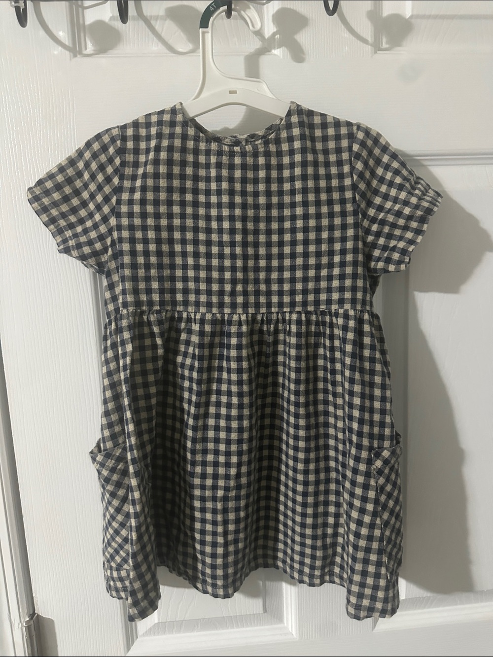 Wheat 100% cotton navy gingham dress